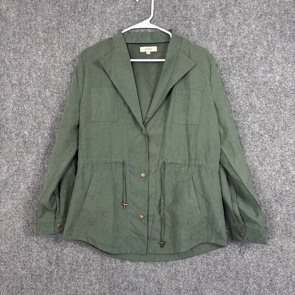 Umgee Jacket Womens Size S Green Utility Oversized Cinch Waist Lightweight